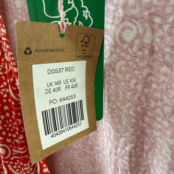 NWT Boden Ruffle Wrap Red White Paisley Cottagecore Valentines Mini Dress 10 - Picture 7 of 7